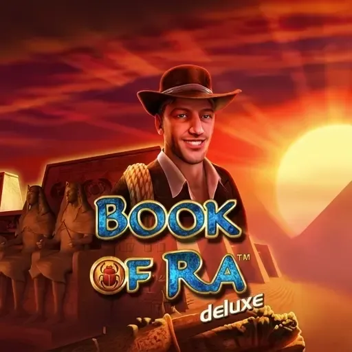 Slotoro Casino Book of Ra Deluxe Slot mit Abenteurer vor Pyramiden