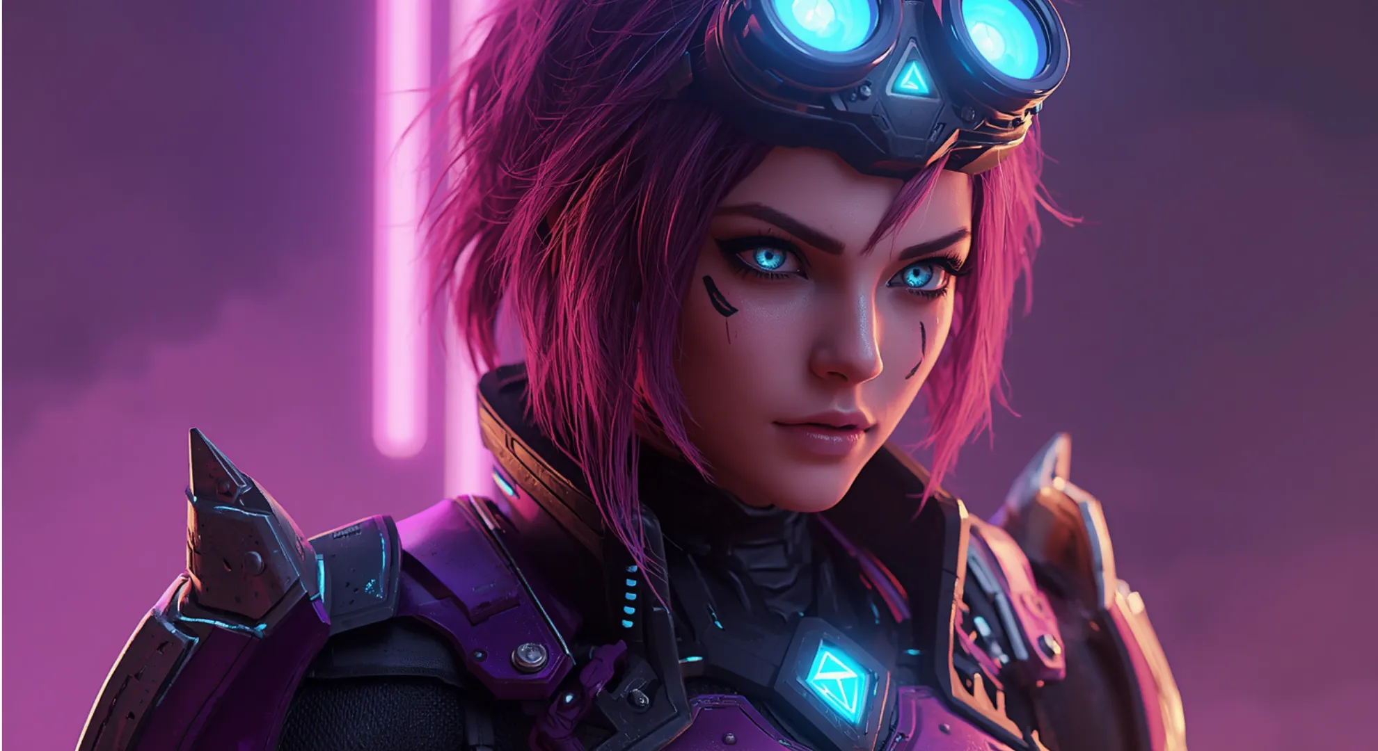 Slotoro Casino Online – Cyberpunk-Kriegerin mit Leuchtvisier
