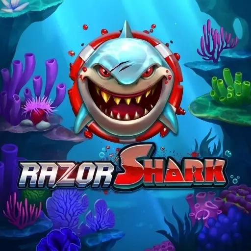 Slotoro Casino Razor Shark Slot mit Haifischlogo und Korallenriff